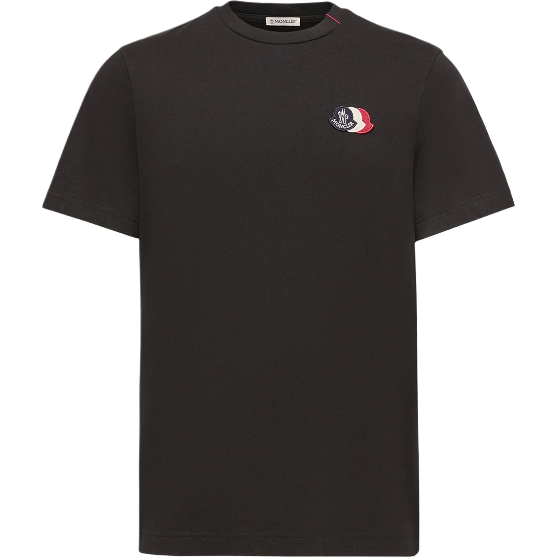 Moncler Geborduurd Tricolore Katoenen Logo Ronde Hals Korte Mouw T-shirt Heren tops L10918C0007489B8Q999 XL
