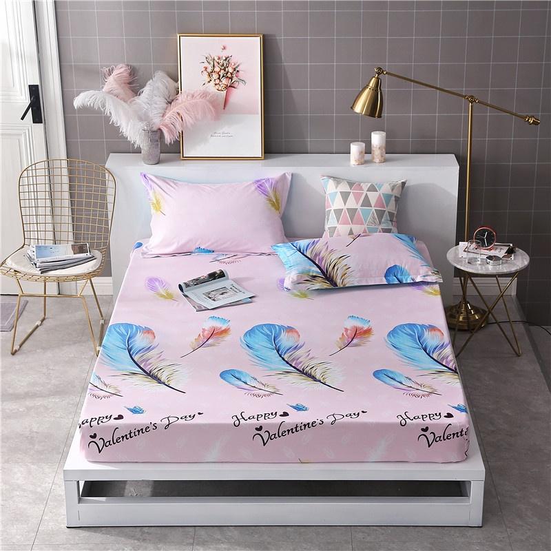 Luxurious Bedding Fitted Sheet Floral Flower Pillowcase Bed Cover With Elastic Cover