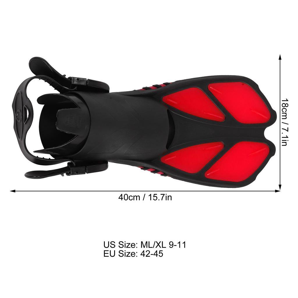 1 Pair Adjustable Swim Fins Soft TPR Open Heel Long Diving Flippers for Snorkeling