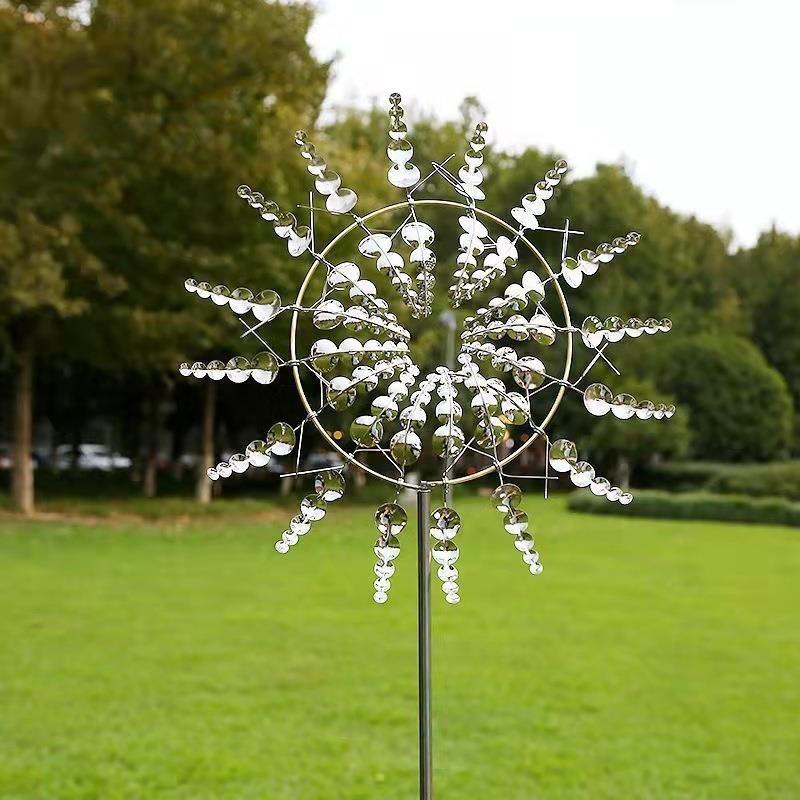 Outdoor Rotating Metal Windmill Sculpture Personalized Irregular Craft Decoration Wind Solar Spinners Yard Garden Decor