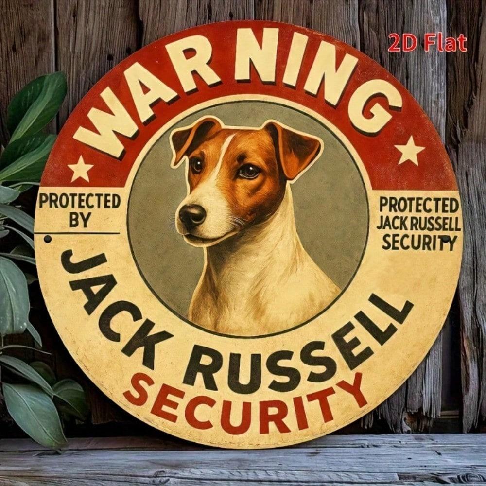 

Jack Russell Security Sign Metal Plaque, Vintage 2D Iron Wall Art, Printed Terrier Face Home Office Decor 20x20 різнокольоровий