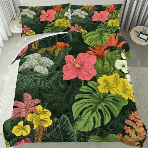 Bright Colorful Floral Pattern Duvet Cover Queen Size Colorful Floral Bedding Set For Home Decor Room Decoration 3 Piece Set