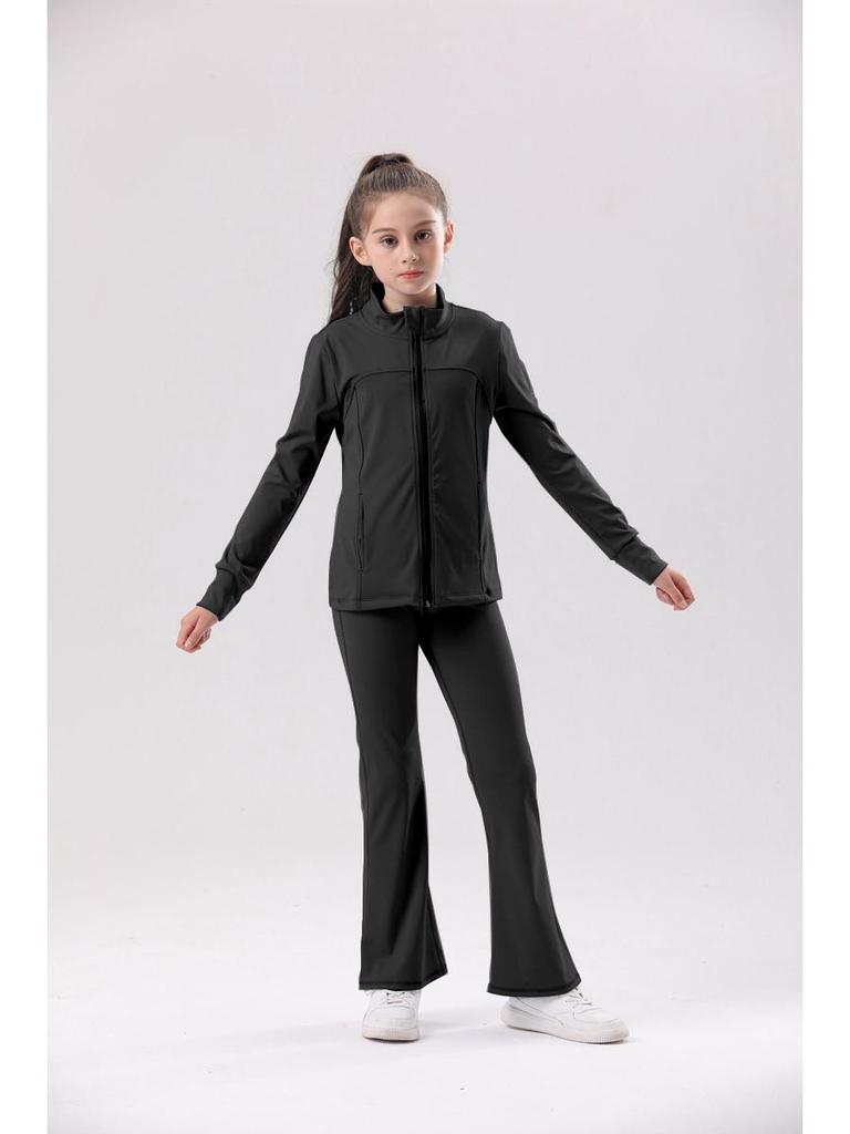 European & American UV-Proof Breathable Women's Yoga Jacket for Autumn/Winter - Solid Color, Long-Sleeved, Sports & Outdoor Use