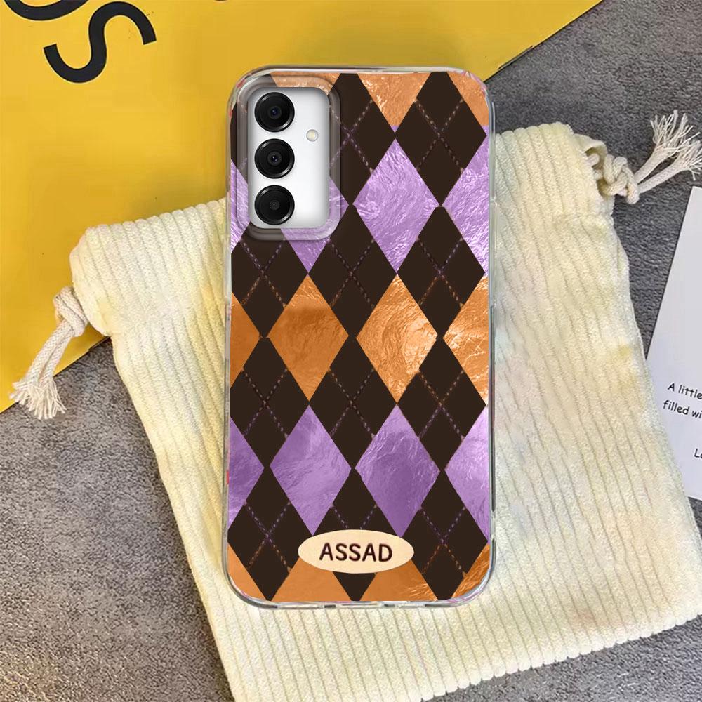 Coque de téléphone à motif rétro en grille de losanges pour Samsung Galaxy A16 A55 A07 A17 A56 A36 A26 A53 A06 A14 A24 A34 A54 A15 A12 A22