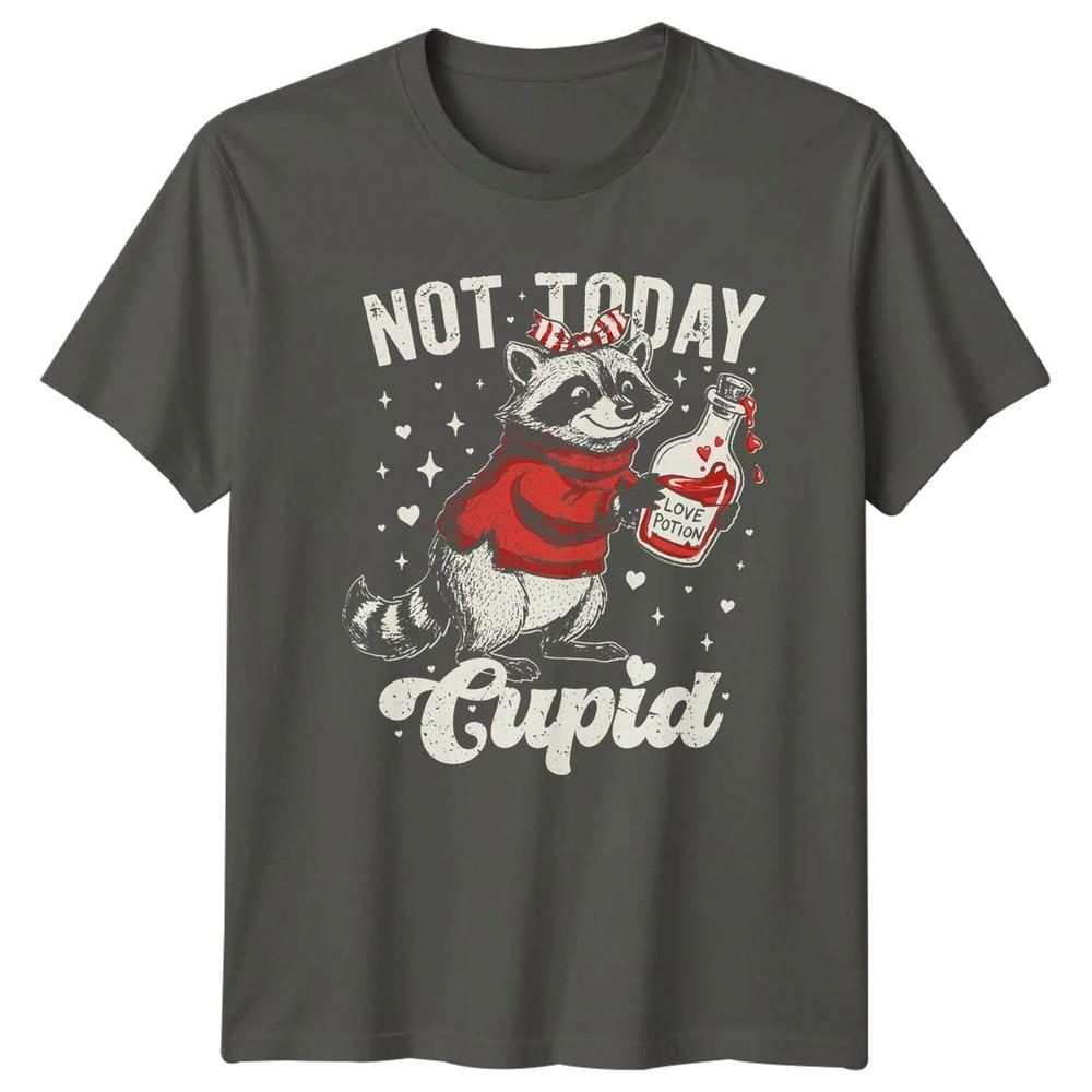 Not Today Cupid Love Potion TShirt Raccoon Humor Anti Valentine Gift S