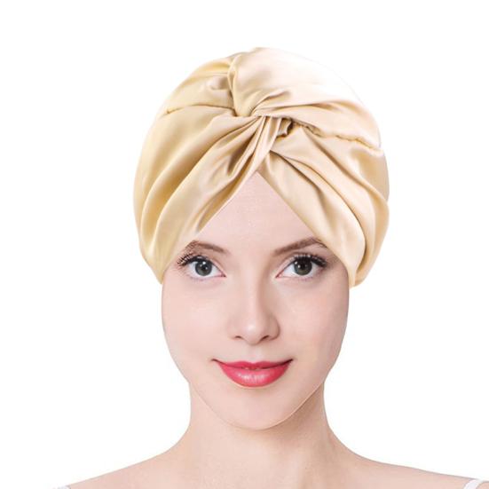 Hair Care Hat Adjustable Telescopic Double Layer Satin Shower Cap Knotted Design Waterproof Hair Bonnet