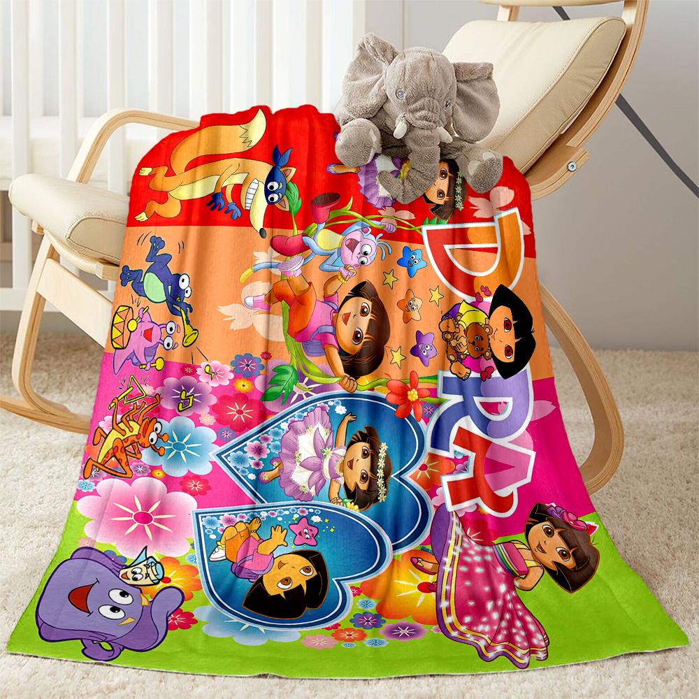Dora Explorer Blanket Comfortable Great for Picnics Chair Livingroom All-Season Use Modern Style Gifts For Family Or Friends