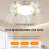 2-in-1 Foldable Ceiling Fan Light Bulb E27 Standard Base 3-Speed Adjustable Wind & 3-Color Dimming, Retractable Blades For I8P2