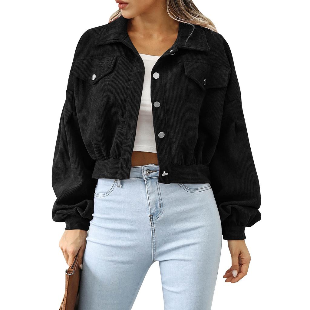 Women's  And Winter Casual Lapel Jacket Single Breasted Short Coat