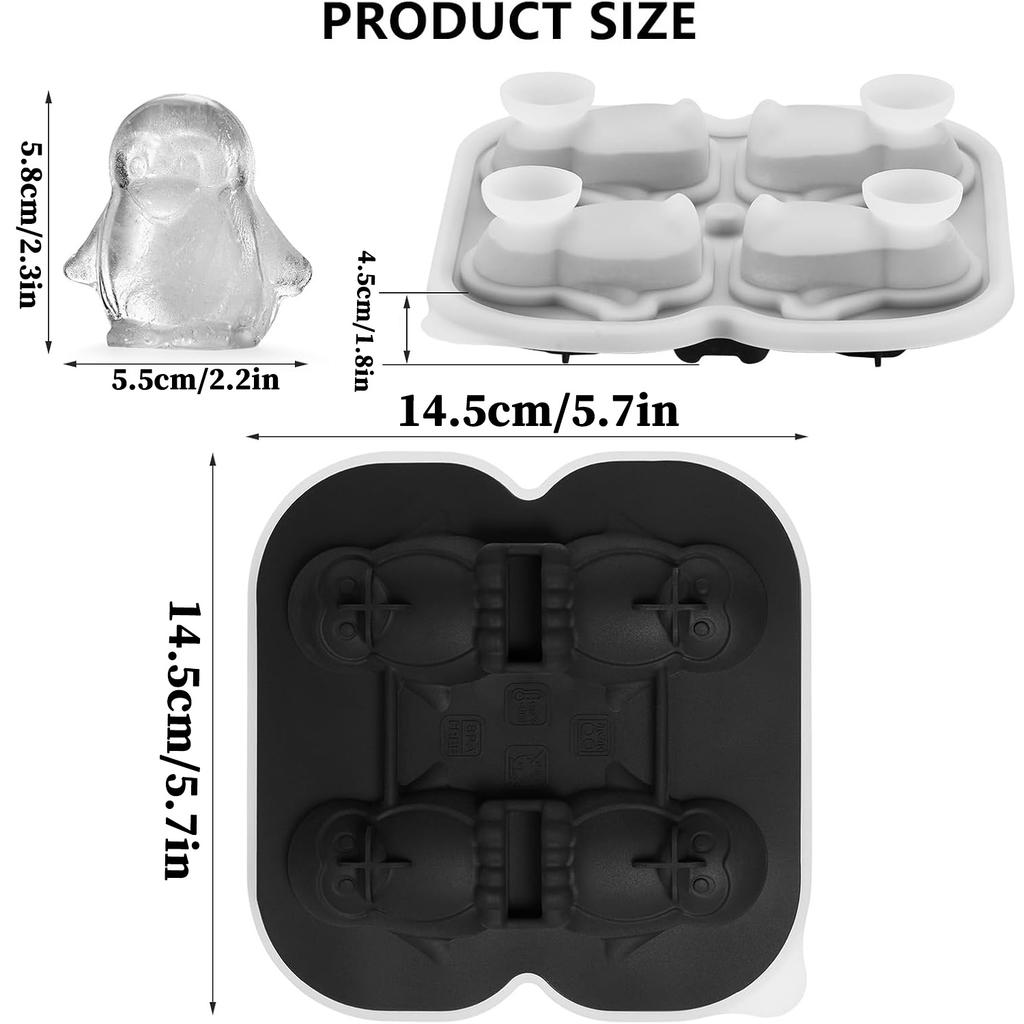 1x Penguins Ice Cube Mold Fun Shapes, Odd Novelty Penguin Gifts, 2.2inch Large Silicone Whiskey Ice Mold for Cocktails, Bourbon, Brandy