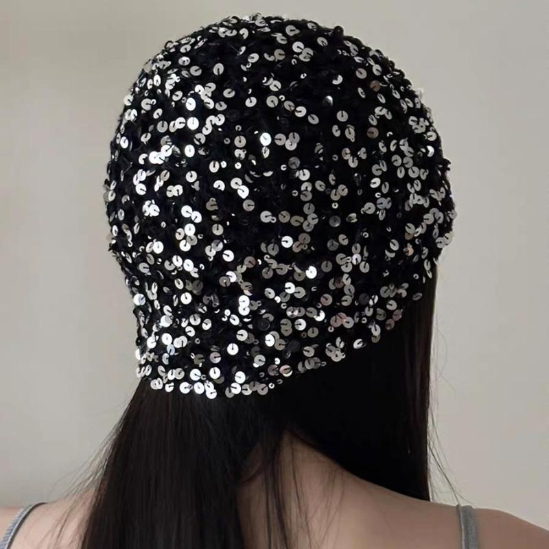 Ins Style Sequined Hollow Pullover Hats Women Summer And Autumn Travel Photo Atmosphere Versatile Casual Y2K Beanies