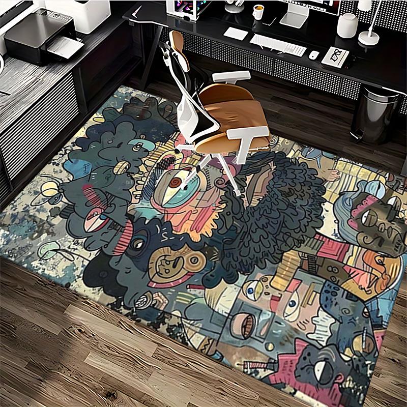 1pc Office Chair Mat with Abstract Art Print Featuring 'Buddy' - Festive Gift for Home or Office, Suitable for All Seasons and Decor Styles.P007