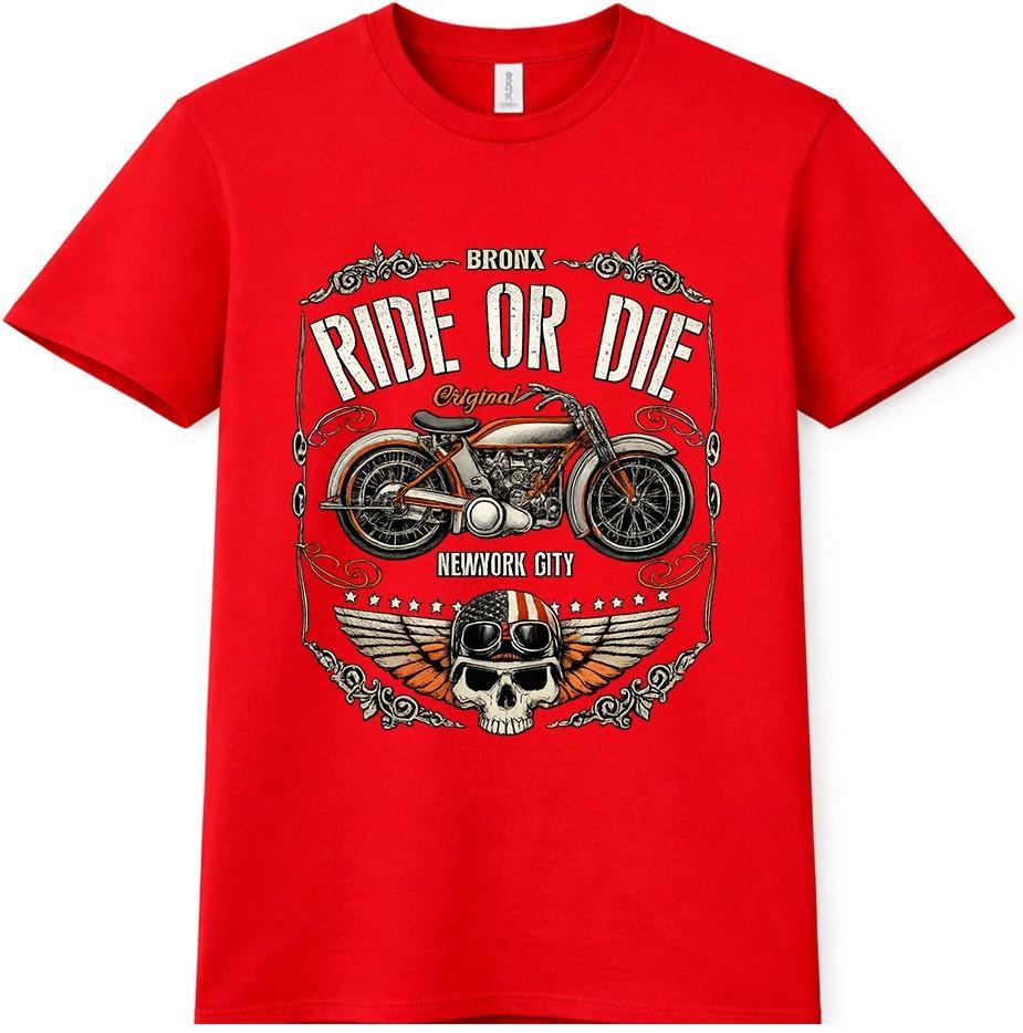 Μπλούζα T-shirt Μοτοσικλέτας Ride Or Die Κρανίο Biker Vintage Γραφικό T-shirt Μοτοσυκλέτας