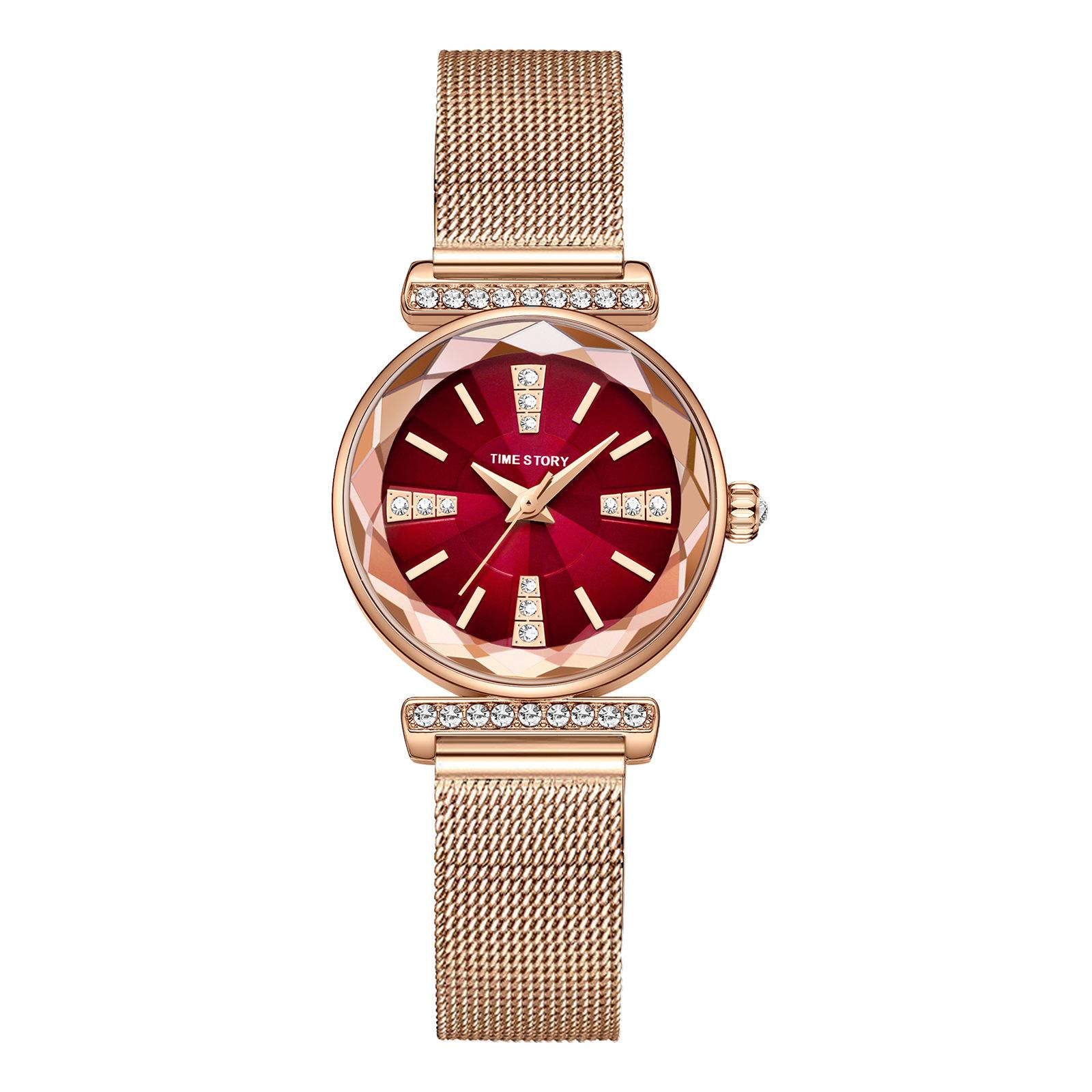 CAVEN DENTON Rhinestone Stainless Steel Mesh Band Women s Watch Lightweight Simple Temperament Waterproof Quartz Watch