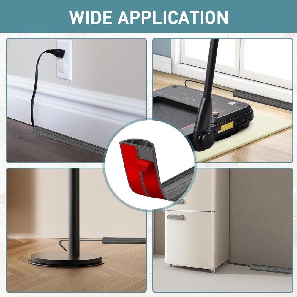 1pc 1mX3cm Wood Grain  Floor Cord Cover Pvc Self Adhesive Cord Hider for Cable Management Cable Protector Anti Stepping Cover