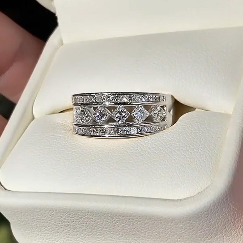 Huitan Wedding Band Luxury Rings for Women Sparkling Cubic Zirconia Proposal Engagement Rings  Color New Fashion Jewelry