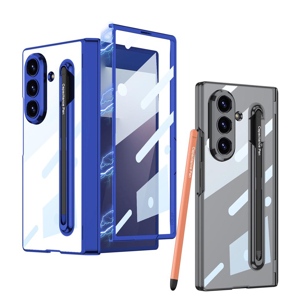 Suitable for Samsung Z Fold7 Mobile Phone Case Electroplated Pc Phantom Transparent Fold7 Integrated Pen Slot with Pen Protection Case
