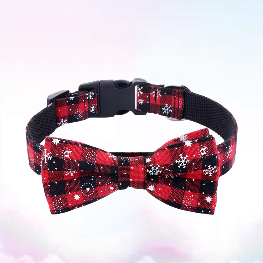 Pet Collar For Dog Cat Adjustable Nylon Christmas Pattern Printed Durable Walking Accessory Snowflake Dog Collar
