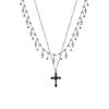 Punk‑Style Cross‑Stacked Necklace for Women, Dark‑Tone Niche‑Design Choker Clavicle‑Chain Fashion Accessories