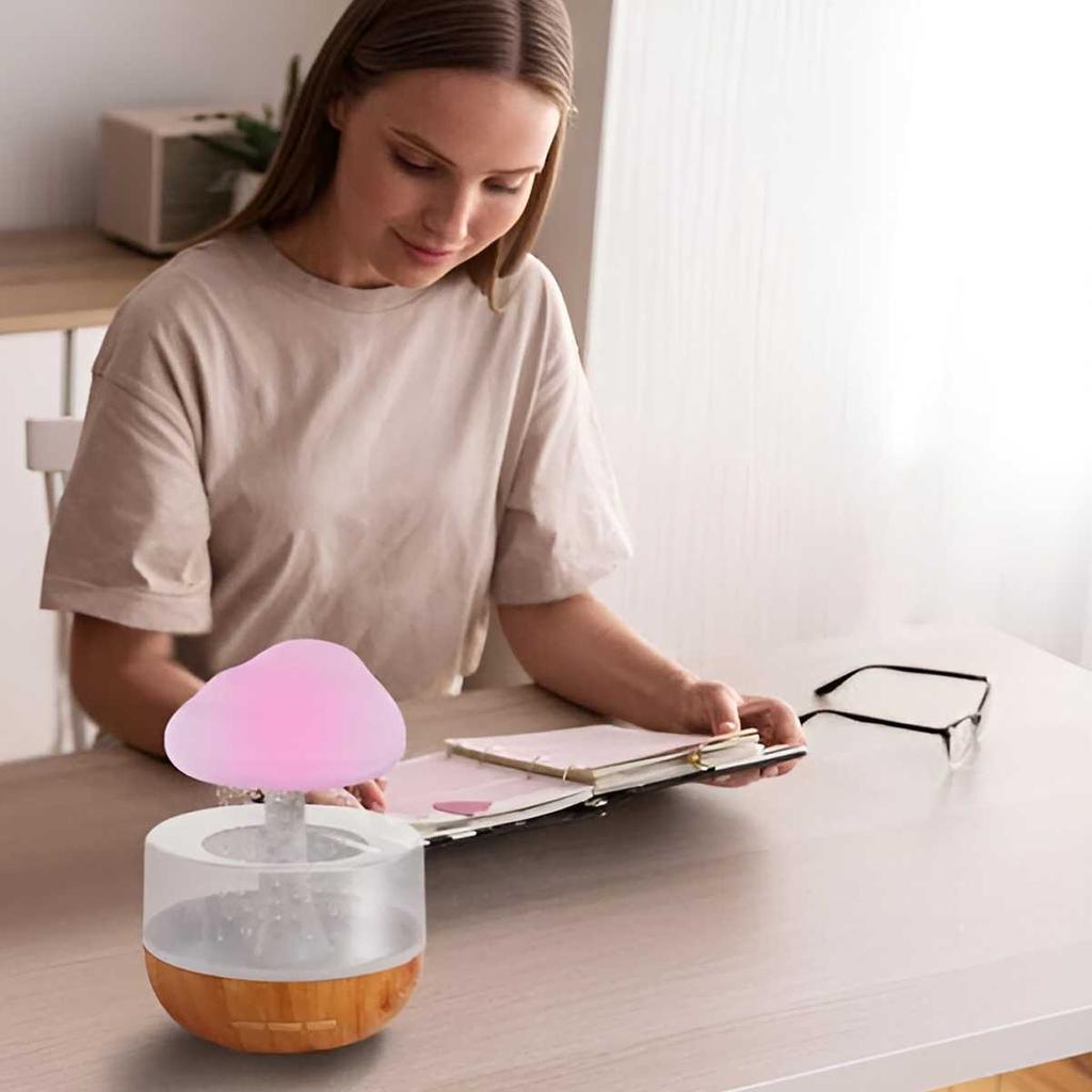 USB Plug Powered Rain Cloud Humidifier Lamp Atmosphere Lamp 7 Colors Variable for Indoor Bedroom Living Room Study Kid Room