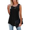 Womens Sleeveless Lace Active Tank Tops Ruffle Loose Tunic Blouse Shirt Blouse