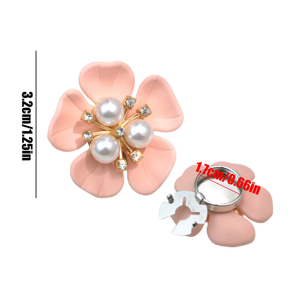 Elegant Button Cover Cufflinks with Flower Faux Pearl Rhinestone Cufflink Button Covers for Women Blouses Tuxedo Shirt Dress