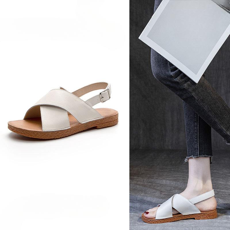 New Style of Flat Shoes Soft-soled Casual Breathable One-shoulder Strap Sandals for Women