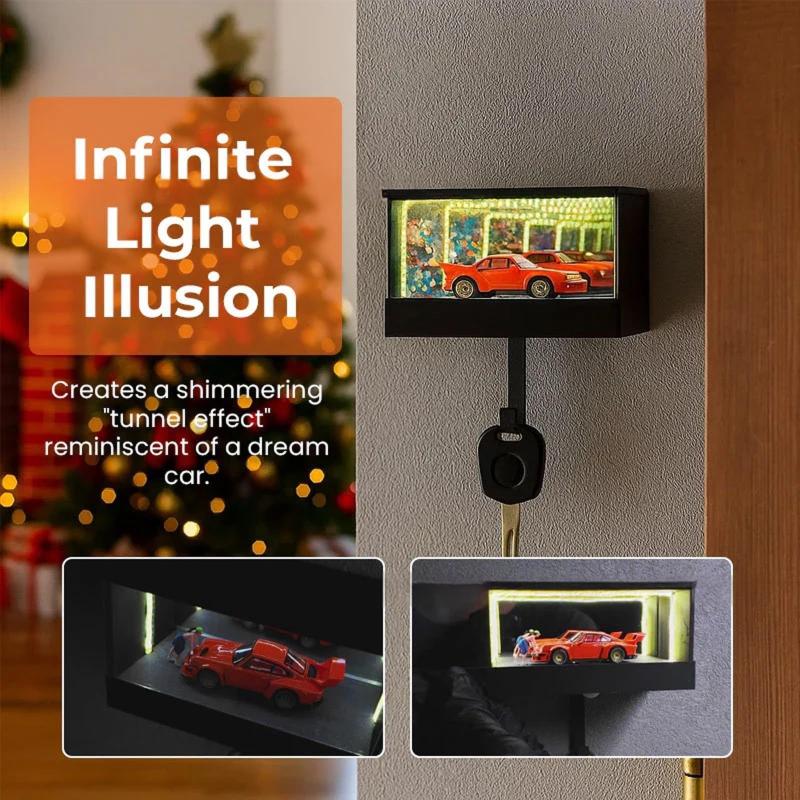 Infinity LED Garage Key Holder Wall Mounted Car Key Holder Organizer Mirrored Glowing Garage Keys Hook Rack Home Decor