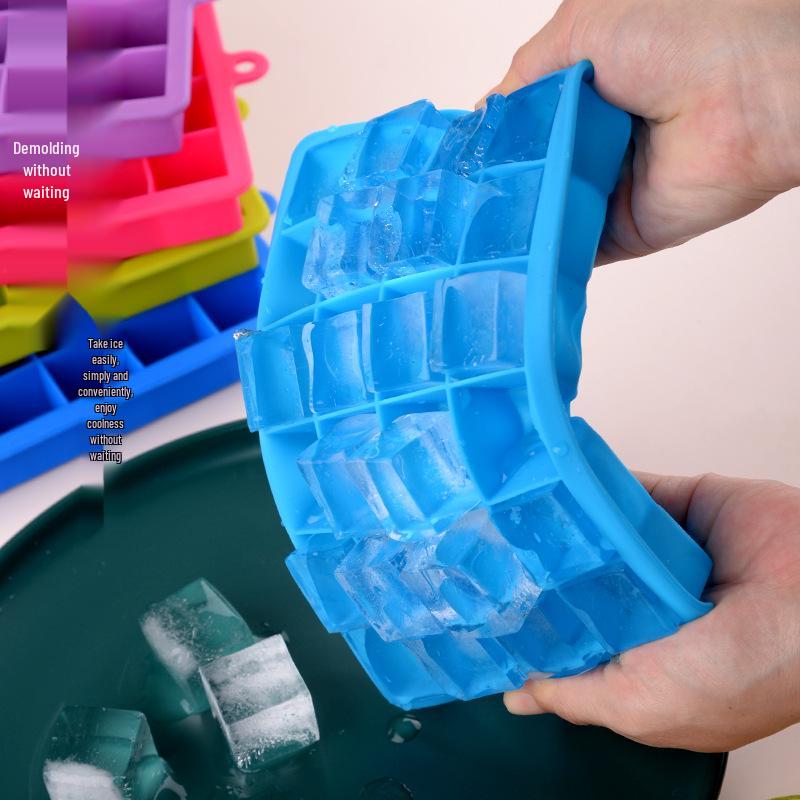 Potravinářský silikonový zásobník na ledové kostky s víkem - 15 nebo 24 přihrádek, DIY forma na dětskou výživu a led