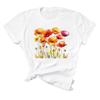Korean Style Women's Floral Printed Short Sleeve T-Shirt, Round Neck, Casual Fashion for Youth