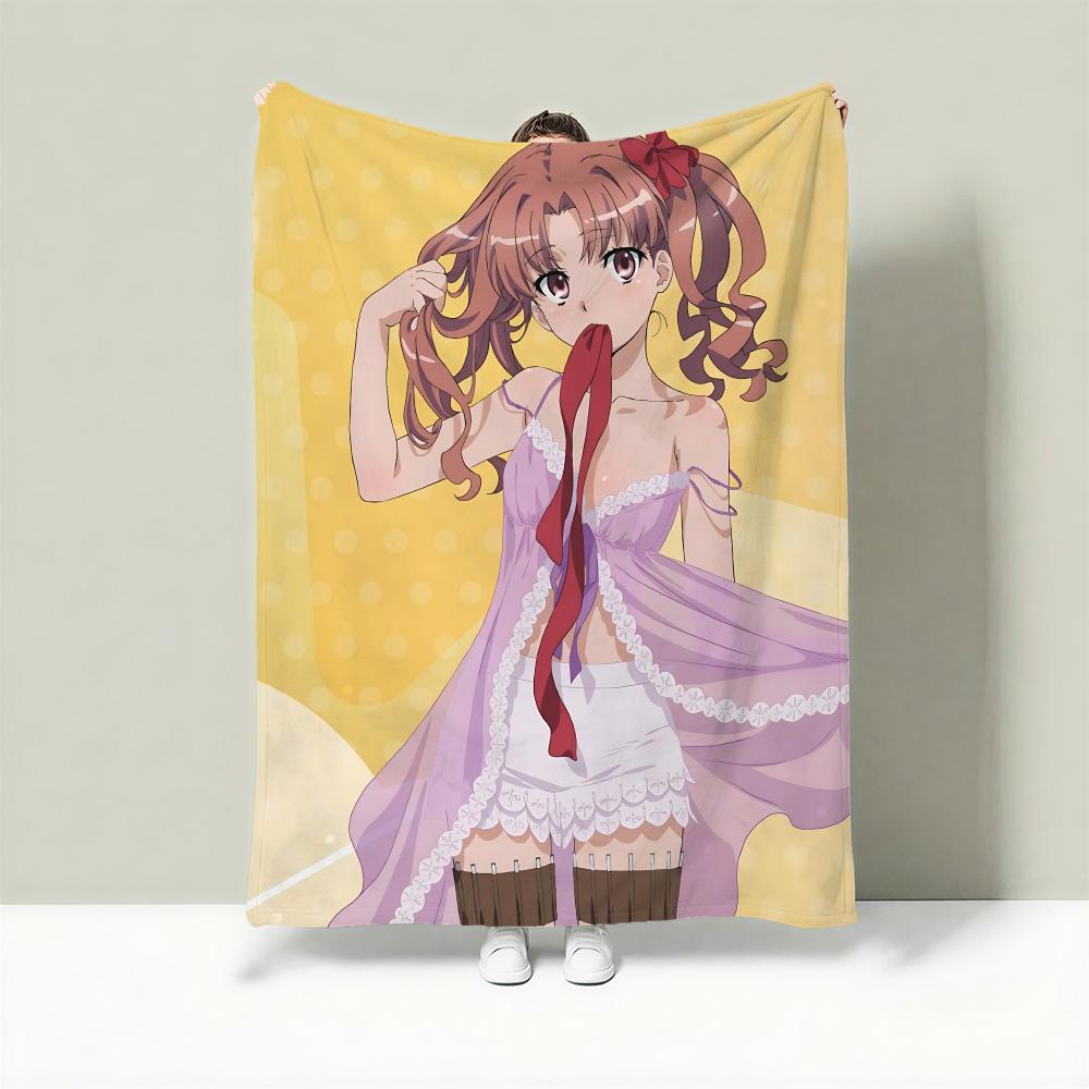 Anime A-A Certain Scientific Railgun Throw Lightweight 240g Flannel Blanket Soft Skin-friendly for Summer Cooling 75cmx90cm