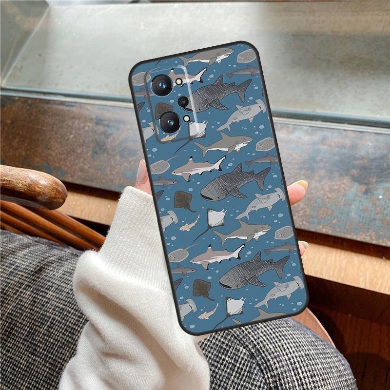 Whale Sharks Fish Case For Realme 11 12 13 14 Pro Plus C53 C55 C51 C25 C63 C61 C65 C67 C71 C75 GT6 GT7 15 Pro