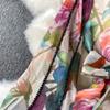 Diamond Embedded Gemstone Collared Long Dr Women's Slimming Beautiful Holiday Print Full Dresses  A-Line Woman Dress