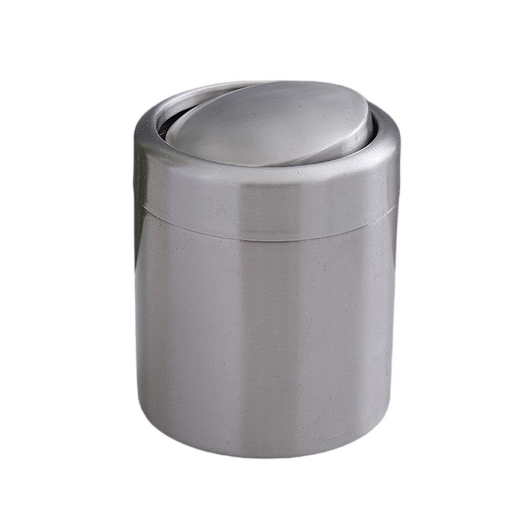 Stainless Steel Trash Can Small Countertop Trash Can 1.5L Trash Bin With/Without Swing Lid Tabletop Waste Bin for Office