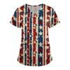 Women V Neck Short Sleeve Printed Scrub Top Nurse Uniform Shirt Comfortable Lightweight Fabric Loose Fit