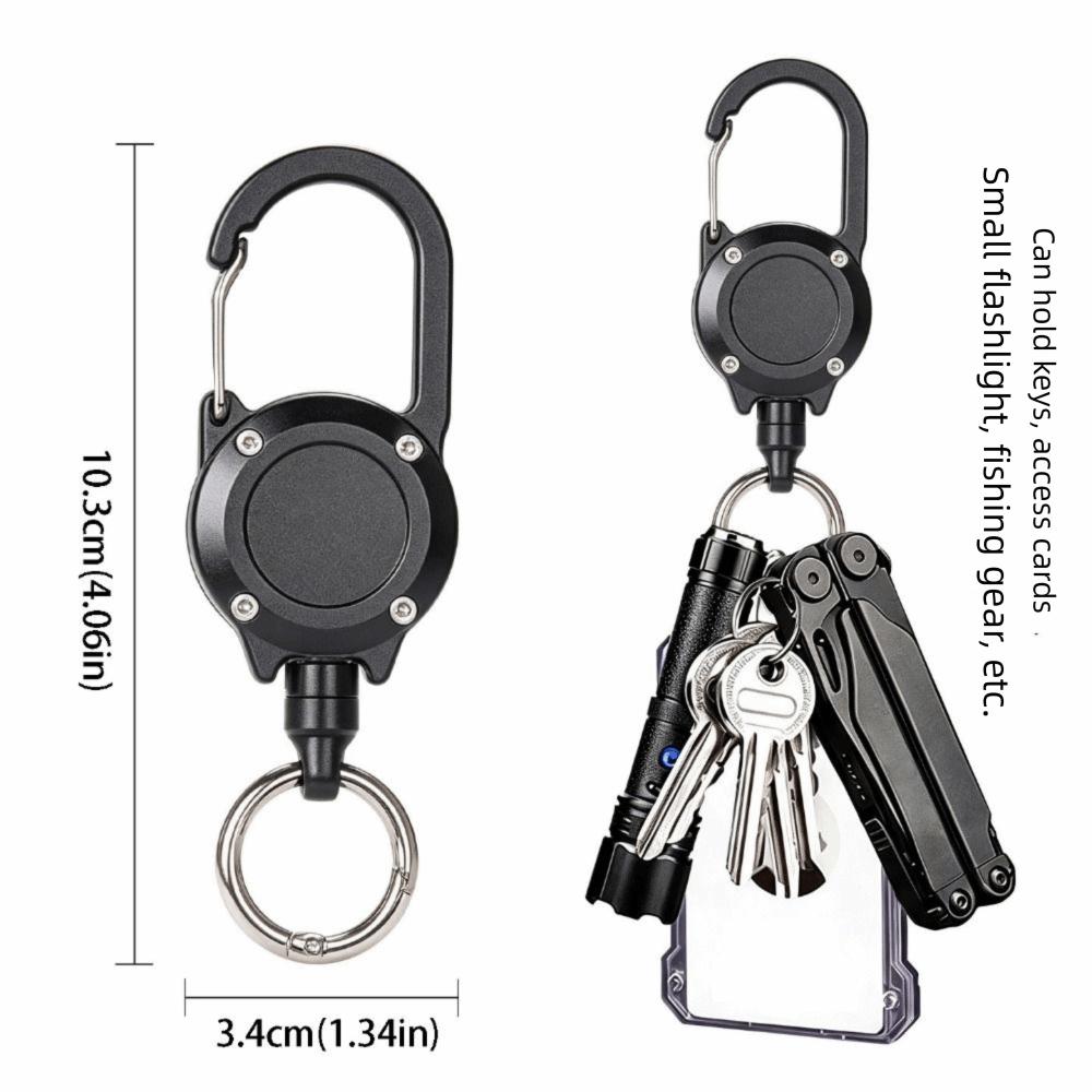 Steel Cable Retractable Keychain Aluminum Zinc Zinc Alloy Retractable Key Holder Camping