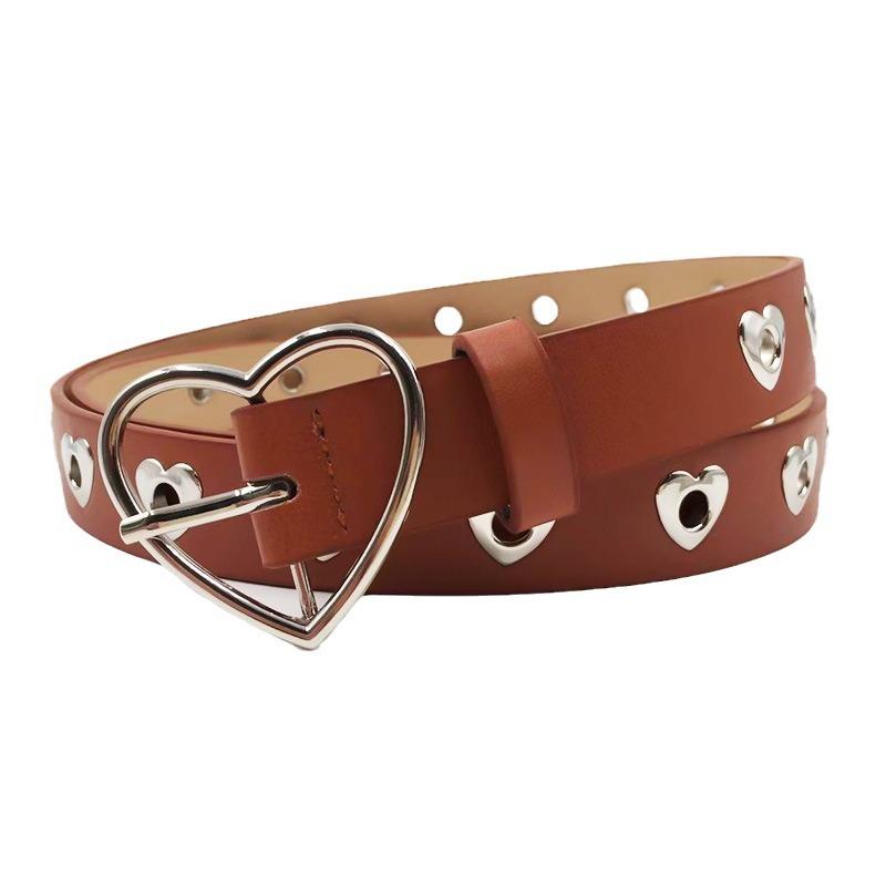 New Love Buckle Decorative Women's Belt Heart Shape Air Eye Fashion Student Jeans Belt
