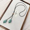 Minimalist Retro Irregular Imitation Jade Large Teardrop-shaped Pendant Pull Adjustable Necklace for Women Collar Chain Jewelry