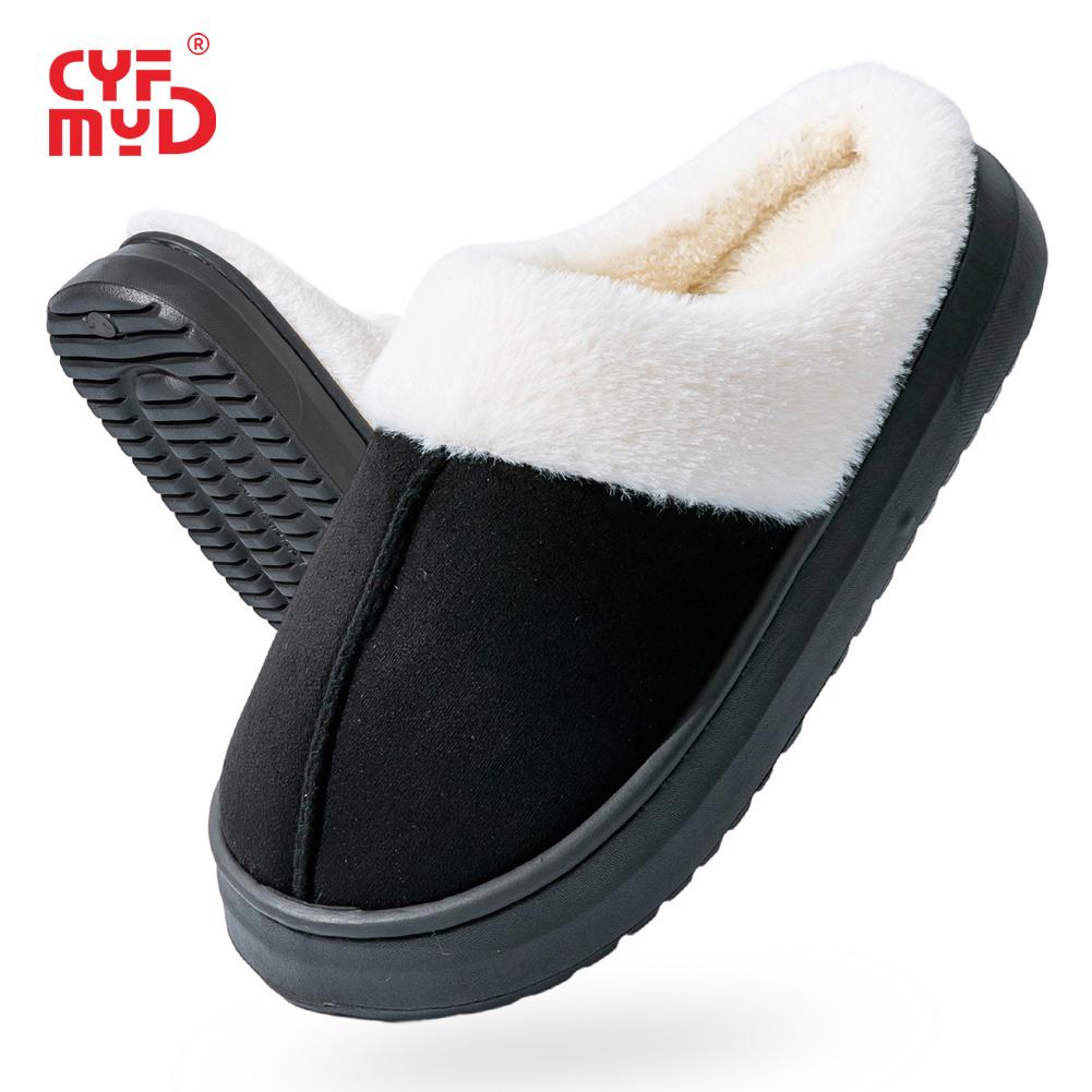 

Теплые зимние тапочки на толстой подошве для женщин, плюшевые, мягкие, с эффектом памяти, подошва из ТПР, для улицы и дома, нескользящие, удобные, высококачественная домашняя обувь, женские повседневные 38-39 чёрный