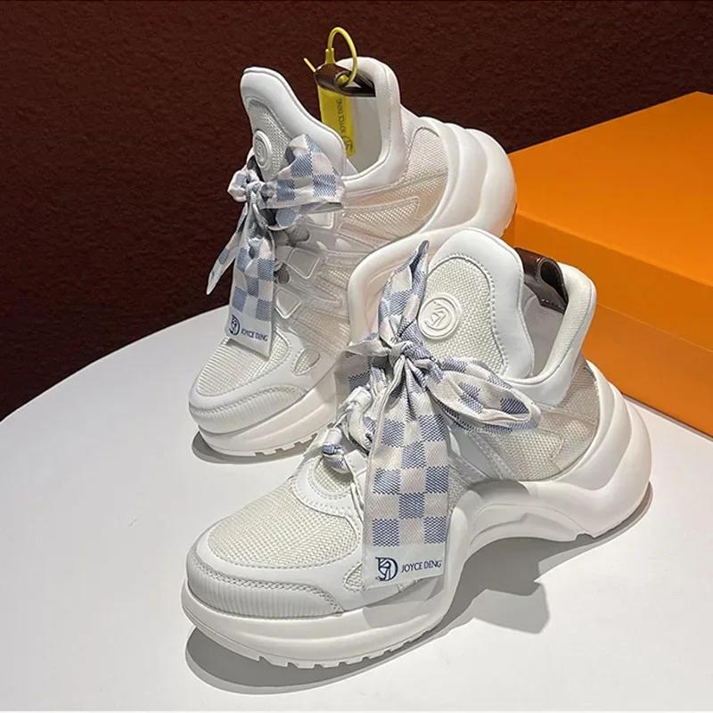 

Модные женские кроссовки, дизайнерская обувь, модные кроссовки на платформе, увеличивающие рост, новые женские кроссовки для ходьбы, бега и спорта 35 белый