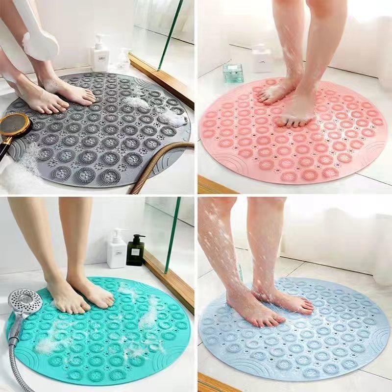 Round Anti-Slip Shower Mat with Suction Cups - Bathroom Floor Massage Pad