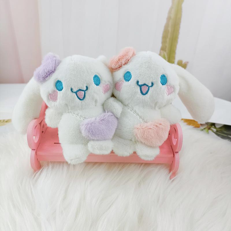 Japanese Style Sanrio Cinnamoroll Adorable Cartoon Magnetic Attraction Plush Keychain Couple and Friends Bag Pendant Gift