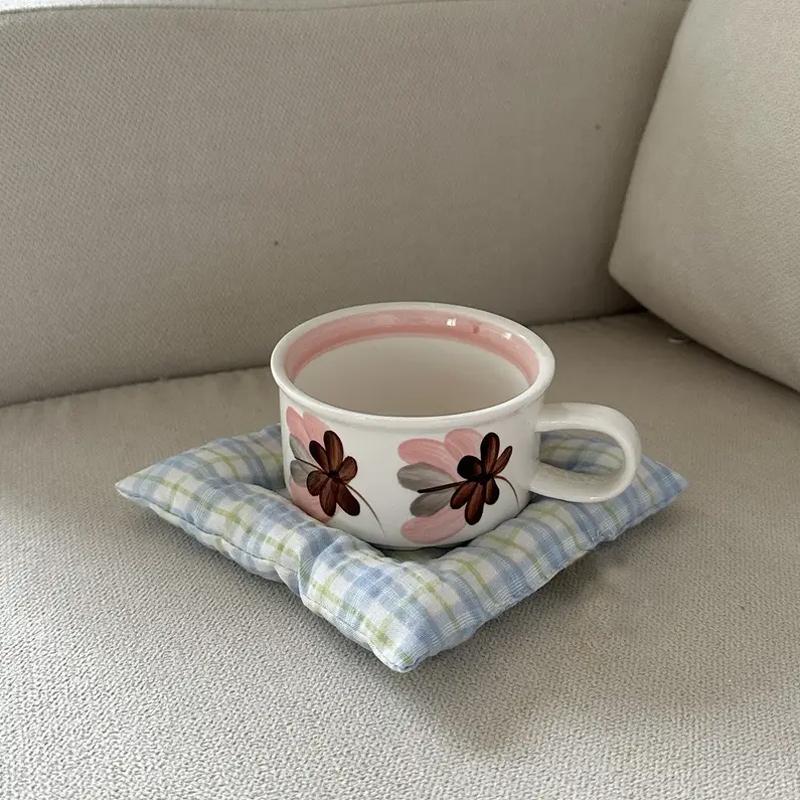 1PC Table Mat Placemat Dining Table Kitchen Heat Resistant Cup Mat Homemade Cotton Cup Mat Fabric Photography Props 15x15cm