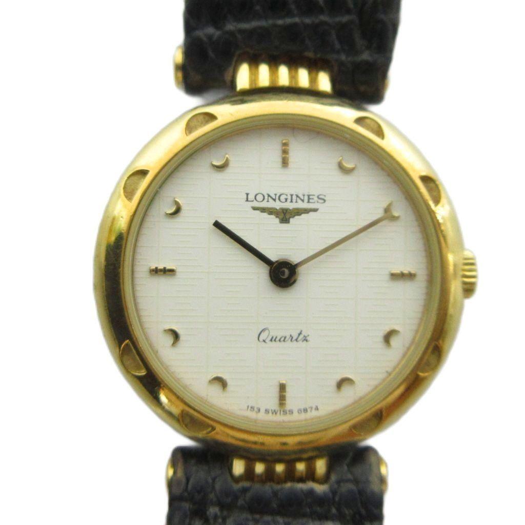Used LONGINES watch quartz watch logo leather belt gold color GY11 /MQ