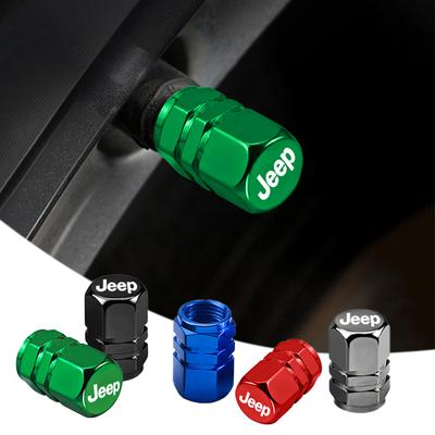 4Pcs Car Logo Metal Tire Valve Caps Wheel Dust Cover For Compass Renegade Grand Cherokee Wrangler JK Gladiator Patriot Libe