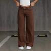 Damen Jeans mit hohem Bund, geradem Bein, lockerer Passform, lässiger Vintage-Stil, Baumwollmischung, lange Hose
