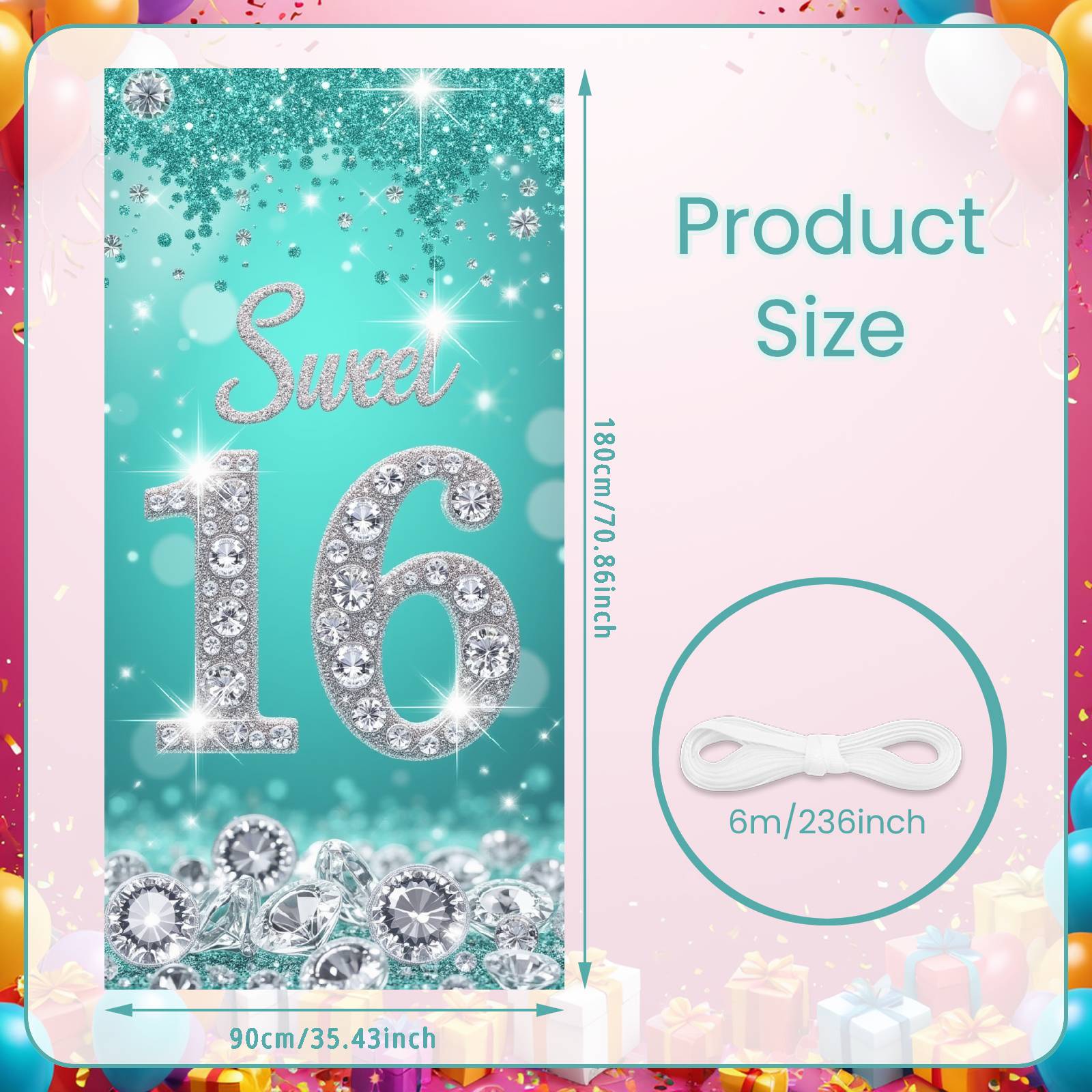 Birthday Milestone Banner Sparkly 16th Birthday Backdrop 16th Birthday Banner Sweet  Teen Celebration Banner For Themed
