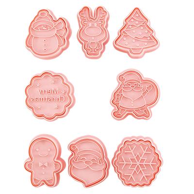 8 Pcs/Set Christmas Themed Cutters Santa Claus Christmas Tree DIY 3D Biscuits Mold Baking Mould
