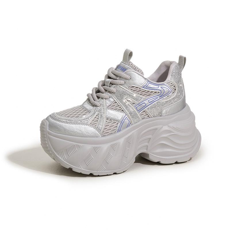 Thick-soled Inner Height Increase Dad Shoes Women's 2025 Autumn New Mesh Shoes Ultra-light Soft-soled Women's Shoes Casual Sports Shoes