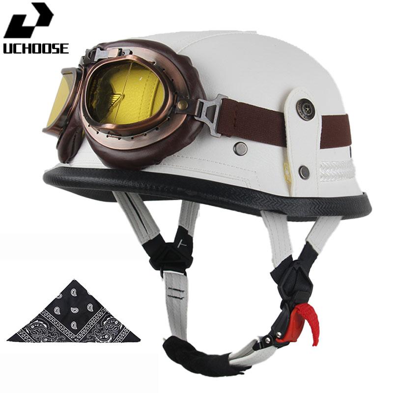 DOT Certified Vintage Open Helmet Motorcycle Open Face Helmet Retro 3/4 Helmet Cruise Casco Casque Moto Men Women